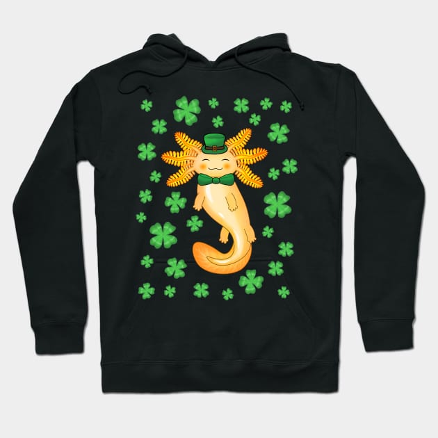 Golden Saint Patrick's day axolotl Hoodie by Purrfect